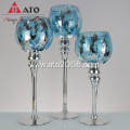 ATO handpainted cracked mercury glass candle holder